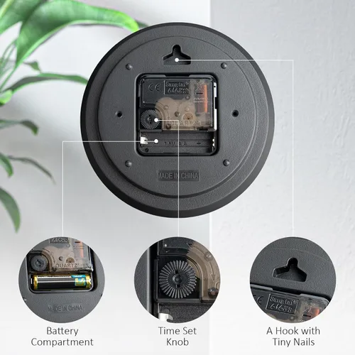 Miniatura 3 de GLVSAE Reloj de pared de 12 pulgadas sin tictac, relojes de pared que funcionan con pilas, grandes, fáciles de leer con dial estereoscópico