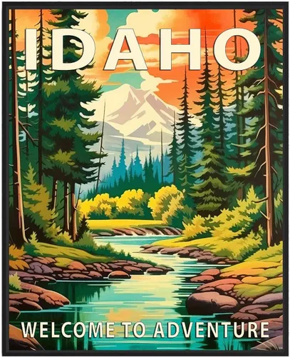 Miniatura 34 de Póster artístico de Alaska, decoración artística de paisaje retro de Estados Unidos, pintura de montaña y paisaje de aventura para dormitorio, sala