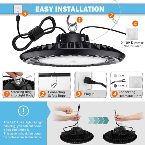 Miniatura 6 de UFO LED High Bay Light 300W 45,000LM,Alternative 1250W MH/HPS,UL Certified LED Driver,0-10V Dimmable,5000K,High Bay Led Lights Shop Warehouse