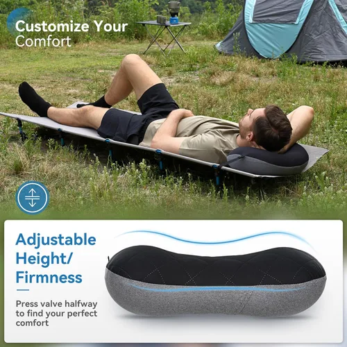 Miniatura 7 de MARCHWAY Almohada de acampada ultraligera inflable con funda lavable suave, almohada de aire portátil y compresible compacta para dormir al aire