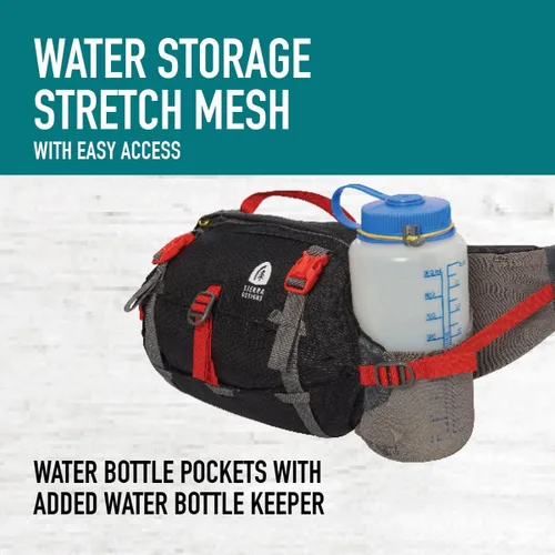 Miniatura 5 de Sierra Designs Riñonera lumbar flexible, bolsa de cintura de senderismo con soporte para botella de agua, volumen ajustable y más