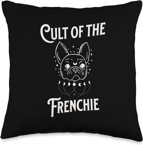 Frenchie Gifts for Men Women French Bulldog Tees Cult of Frenchie Divertida almohada de bulldog francés Mystic Moon Tarot, 16 x 16 pulgadas,