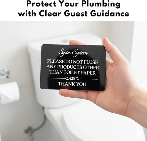Miniatura 2 de Señal de inodoro con texto en inglés «Do Not Flush System» (acrílico negro de 5 x 3.5 pulgadas) – Letrero de «Do Not Flush Anything Except Toilet