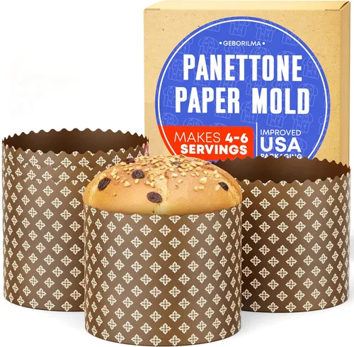 Miniatura 19 de Molde de papel para panettone premium mediano - 18 oz Molde desechable para panettone de 5 pulgadas 500 g - 12 unidades de formas para hornear paska
