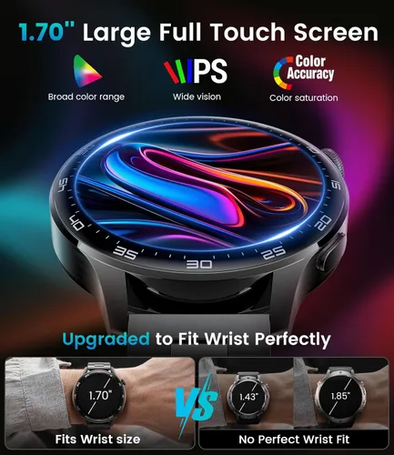 Miniatura 2 de Reloj inteligente para hombre (respuesta/hacer llamadas), reloj inteligente de pantalla grande HD de 1,7 pulgadas para hombre con batería de 800