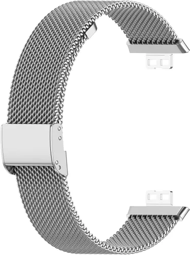 Miniatura 2 de Compatible con Huawei Watch Fit Band para mujeres y hombres, correa de metal de acero inoxidable de repuesto para Huawei Watch Fit Band Plateado