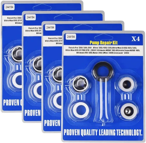 244194 Kit de reparación de bomba de repuesto para pulverizador de pintura sin aire para 390 395 490 495 595 3400 compatible (paquete de 4)