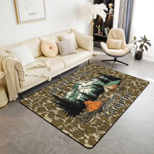 Miniatura 18 de Erosebridal American Flag Area Rugs 3x5 for Bedside Kitchen Army Green Camo Washable Rug Bear Claw Hunting Theme Decorative Accent Rug Camoflage