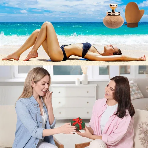 Miniatura 6 de Brochas autobronceadoras: Brocha de maquillaje corporal extra grande y manopla de bronceado, 2 piezas, aplicador de cepillo corporal Kabuki