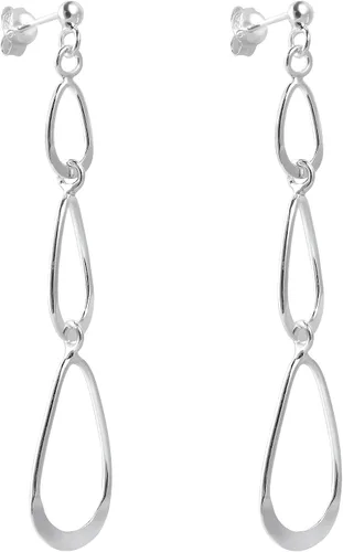 Miniatura 2 de Trendy Triple bucle gota Plata de ley 925. Post Dangle Earrings
