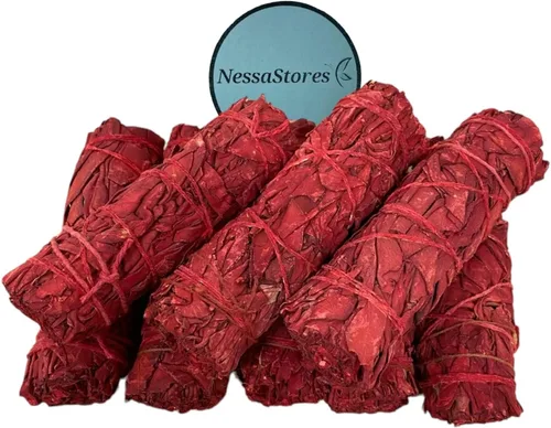 NessaStores 6 palitos de salvia de sangre de dragón, 4 pulgadas atados a mano, totalmente naturales, de origen ético para limpieza del hogar, alivio