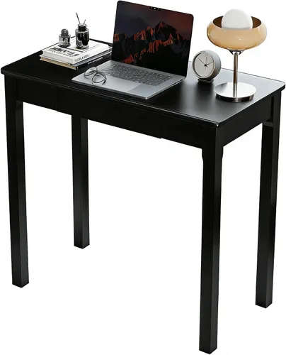 Miniatura 20 de Escritorio de madera maciza con cajones, escritorios estrechos simples de 24 x 16 pulgadas, mesa de estudio de madera de goma, escritorio pequeño