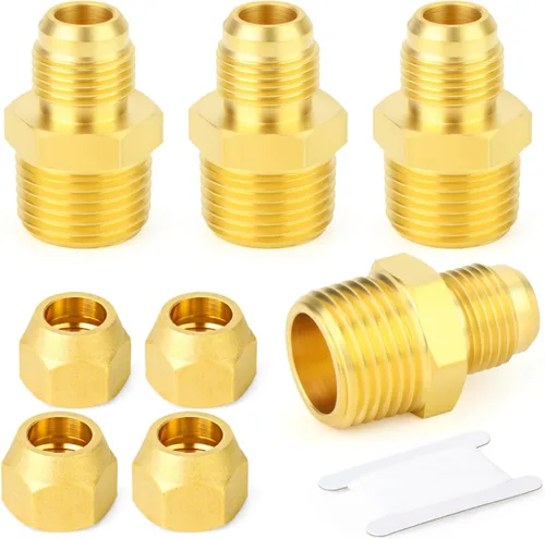 Miniatura 29 de GASHER 5 piezas de accesorios de tubo de cobre con conexión abocinadas de 45 grados, tuerca de 1,27 cm para aire acondicionado, extensión de cobre