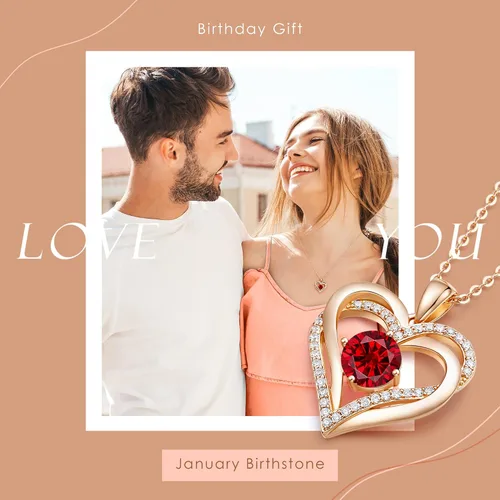 Miniatura 7 de LOUISA SECRET Love Heart Birthstone Necklaces for Women 925 Sterling Silver Rose Gold Pendant Forever Diamond Jewelry Valentine's Day Christmas