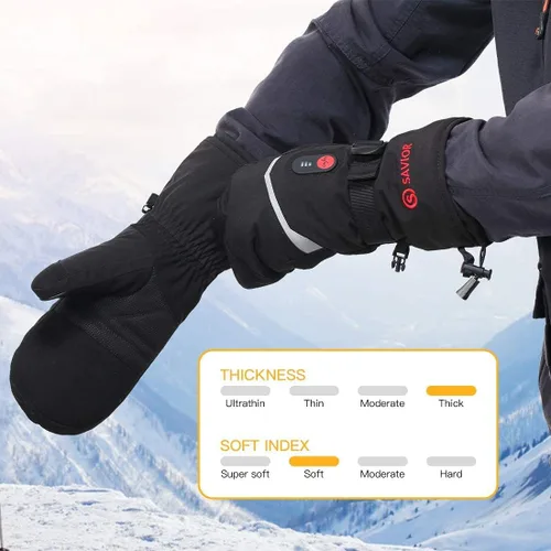Miniatura 7 de Guantes de esquí con calefacción, manoplas con calefacción para hombres y mujeres, guantes de batería recargable de 7.4V para esquí y senderismo