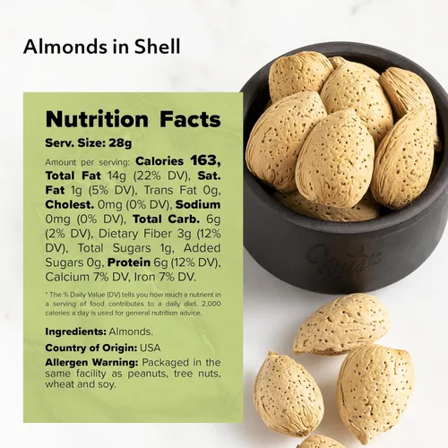 Miniatura 2 de DELICE - Almendras con cáscara Cultivadas y empacadas en California Sabor a mantequilla fresca y fácil de agrietar Enteras, crudas y sin sal