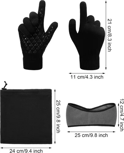 Miniatura 7 de SATINIOR 6 piezas calentador de orejas calentador de orejas máscara facial polaina cuello polaina pantalla táctil guantes de punto de invierno