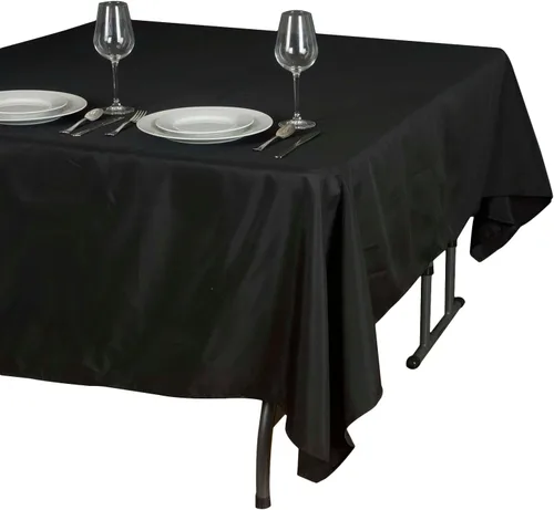 Balsa Circle 10 manteles cuadrados de poliéster de 70 x 70 pulgadas, color negro, para bodas, fiestas, catering, cocina, comedor, eventos