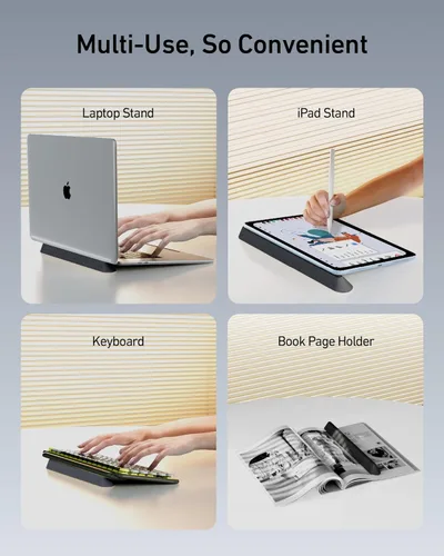 Miniatura 5 de ergounion Soporte para laptop de silicona 3 en 1, elevador de teclado para escritura ergonómica/lectura, soporte de enfriamiento portátil