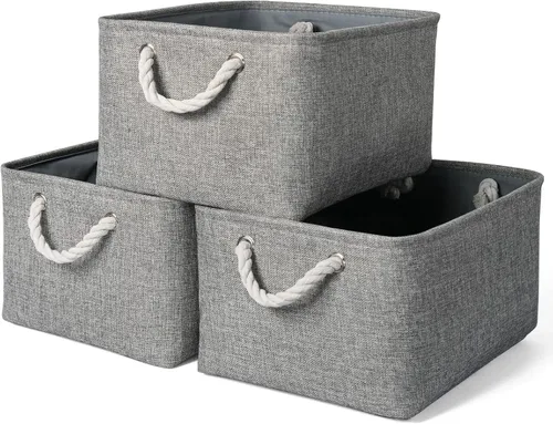 Miniatura 91 de TheWarmHome Contenedores de almacenamiento para estantes, tamaño mediano, 3 unidades, 13.8 pulgadas de largo x 9.8 pulgadas de ancho x 6.7 pulgadas