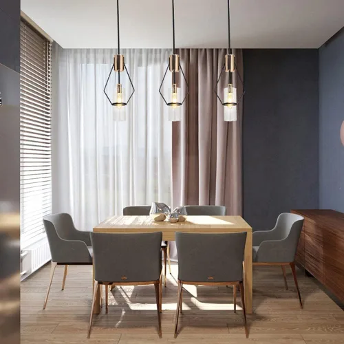 Miniatura 2 de Lámpara colgante de cristal nórdico, lámpara colgante de una sola cabeza, lámpara de metal ajustable para isla de cocina, sobre fregadero y baño