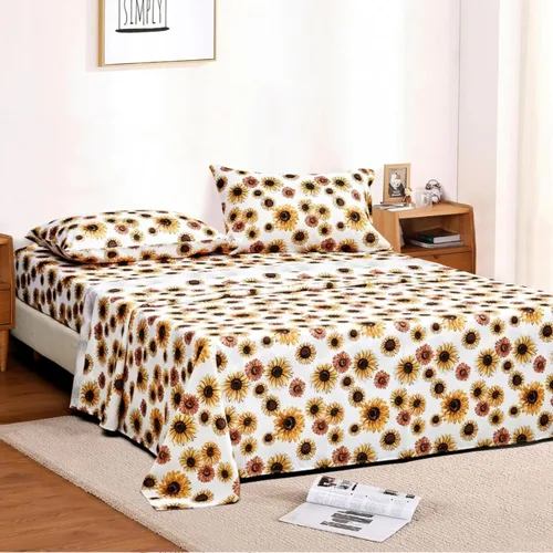 Miniatura 4 de Virah Bella Juego de sábanas de microfibra con estampado de 4 piezas tamaño queen - Otoño dorado - Blanco