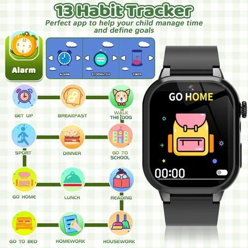 Miniatura 5 de OVV Reloj inteligente de juegos para niños, pantalla táctil HD de 1.54 pulgadas, más de 30 juegos educativos, cámara, podómetro, alarma, reproductor
