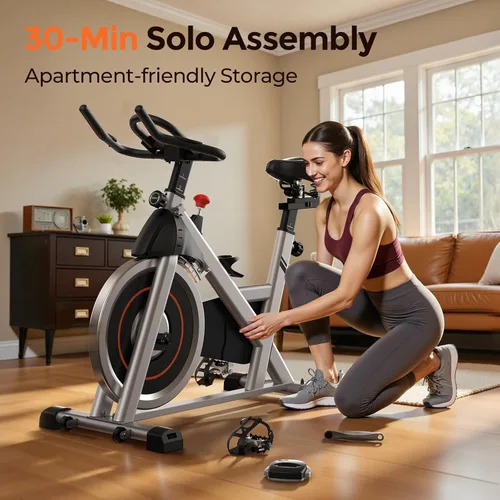 Miniatura 9 de YOSUDA Exercise Bike, Brake Pad Stationary Bike for Home with Exclusive App, Magnetic Indoor Cycling Bike with 300 lb Weight Capacity, Low Noise