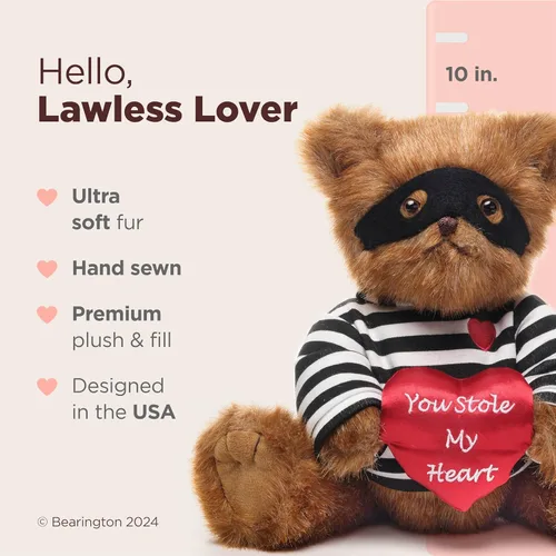Miniatura 2 de Bearington Lawless Lover Oso de Peluche del Día de San Valentín, 10 pulgadas Animales de Peluche del Día de San Valentín Regalo Ideal para Niños