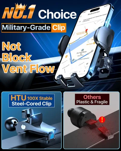 Miniatura 7 de 2026 Ultimate Best【Verdadero grado militar y certificación de seguridad】Soporte para teléfono de coche HTU【5 en 1 mejorado y más de 100 libras