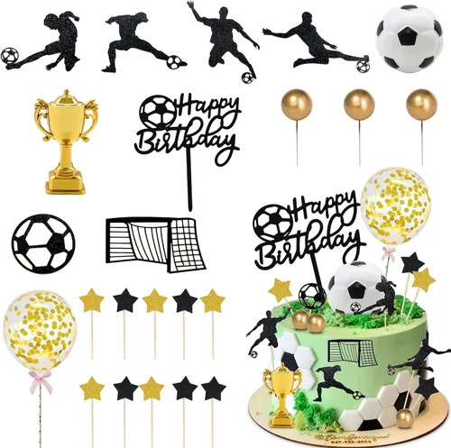 29 piezas de decoración de pastel de fútbol de cumpleaños decoración de pastel de fútbol jugador de pelota deportiva decoración de pasteles para