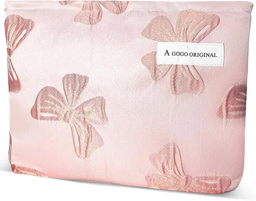 Miniatura 9 de URSKYTOUS Bolsa de maquillaje de flores de viaje, bolsas grandes para cosméticos florales para mujer, bonita bolsa de maquillaje con cremallera