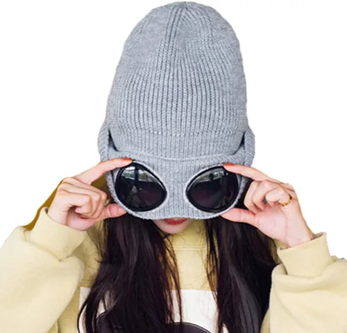 Miniatura 4 de Belsen Gorro de punto unisex con gafas de invierno cálido a prueba de viento