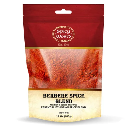Spicy World Berbere Spice Blend | Auténtico condimento etíope mezclado a mano | Mezcla rica de 14 especias para platos sabrosos (14 onzas)