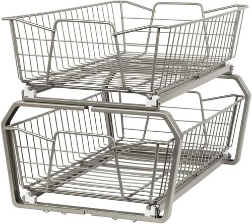 ClosetMaid Organizador de gabinete extraíble de 11 pulgadas, 2 niveles, resistente, cajones de estantes de despensa deslizantes para cocina, baño,