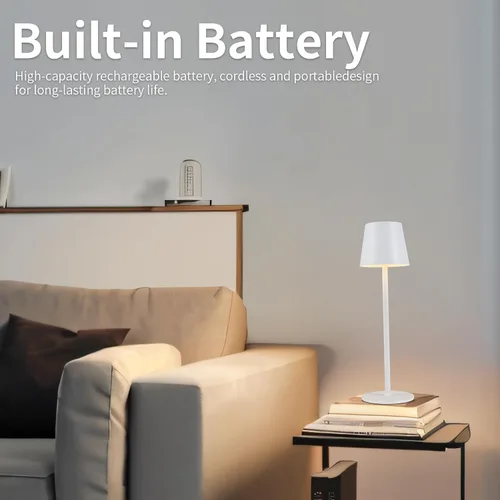 Miniatura 3 de BGFHome Paquete de 2 Lámpara de Mesa Inalámbrica Lámpara LED de Escritorio, 5000mAh Luz Nocturna Táctil Recargable Inalámbrica Diseño Minimalista