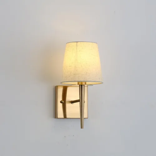 Miniatura 8 de EFINEHOME Aplique de pared moderno Mid-Century con pantalla de tela beige, 1 lámpara de pared dorada antigua para interiores, lámpara de pared
