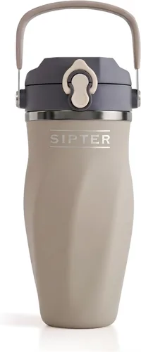 Earth Stone - Botella mezcladora de proteínas aislada de 24 onzas, acero inoxidable 316 de grado médico, diseño sin grumos pendiente de patente,