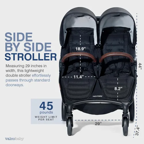 Miniatura 5 de Valco Baby - Trend Duo Double - Cochecito doble lado a lado para recién nacido y niño pequeño - Plegable compacto fácil, reclinación multiposición