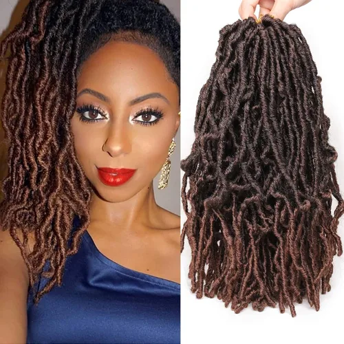 Miniatura 17 de Leeven - 6 paquetes de 21 mechones de cabello largo trenzado para mujer, trenzas de ganchillo sintético de cabello rizado desordenado estilo Rastas