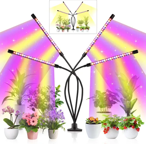 Lámparas de cultivo shalaker para plantas de interior, 80 luces LED con espectro completo y espectro rojo y azul, 10 niveles regulables,