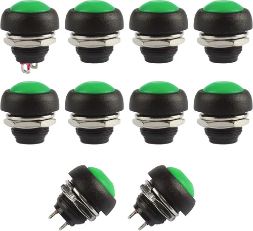 Miniatura 13 de Ampper Mini interruptores momentáneos de botón, 2 pines de encendido y apagado 1A, 250 V, CA, 0.276 in, redondo, SPST, interruptor de botón Negro