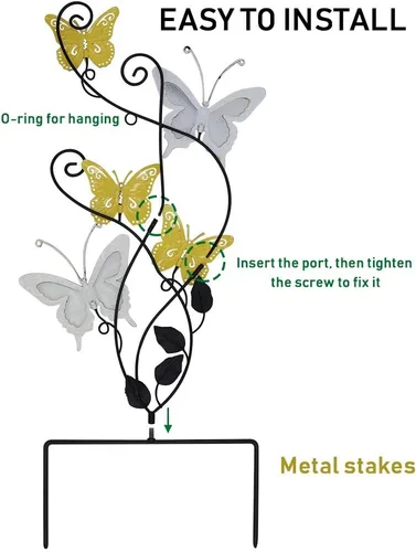 Miniatura 2 de Juegoal Decoración de estaca de jardín de mariposa de 28 pulgadas, decoración de arte de pared de metal, regalo ideal para el día de la madre