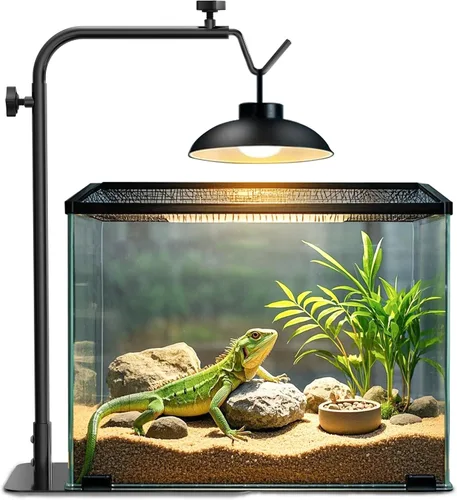 Miniatura 9 de Soporte de lámpara de calor para reptiles ajustable de 18 a 32 pulgadas: Soporte de luz con base pesada para dragón barbudo, tortuga, serpiente