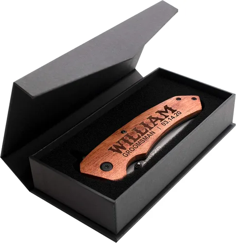 Miniatura 4 de Regalos de padrinos de boda, cuchillo de bolsillo personalizado grabado para padrinos de boda, cuchillos individuales personalizados con clip