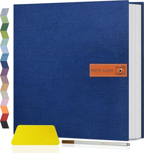 Miniatura 51 de Popotop Álbum de fotos grande autoadhesivo 4x6 5x7 8x10, álbum de recortes DIY, libro de fotos, regalos para mamá, familia, bebé y boda, con Azul