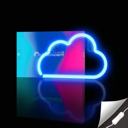 Miniatura 3 de Lumoonosity Letrero de neón de nube, luz de neón de nube azul alimentada por USB con interruptor de encendido/apagado, letrero LED de nube