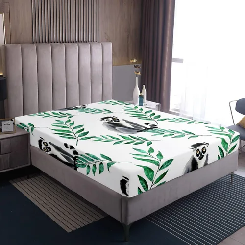 Miniatura 5 de Madagascar - Sábana bajera ajustable tamaño individual, bonito juego de ropa de cama con patrón de lémur, tamaño individual para niños, niñas
