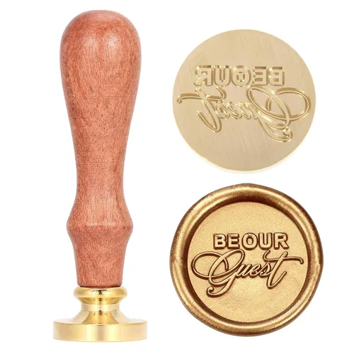 Miniatura 8 de Yoption Sello de cera con texto en inglés "Thank You", sello de cera vintage con cabeza de latón y empuñadura de madera para bodas, fiestas