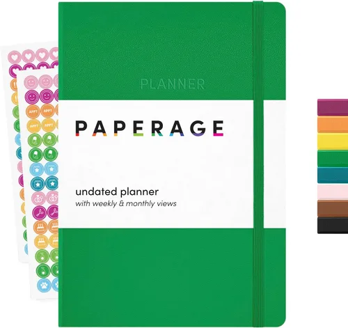 Miniatura 24 de PAPERAGE Agenda semanal y mensual sin fecha de 12 meses con cubierta duradera y encuadernación en espiral, 7.5 x 9 pulgadas, planificador